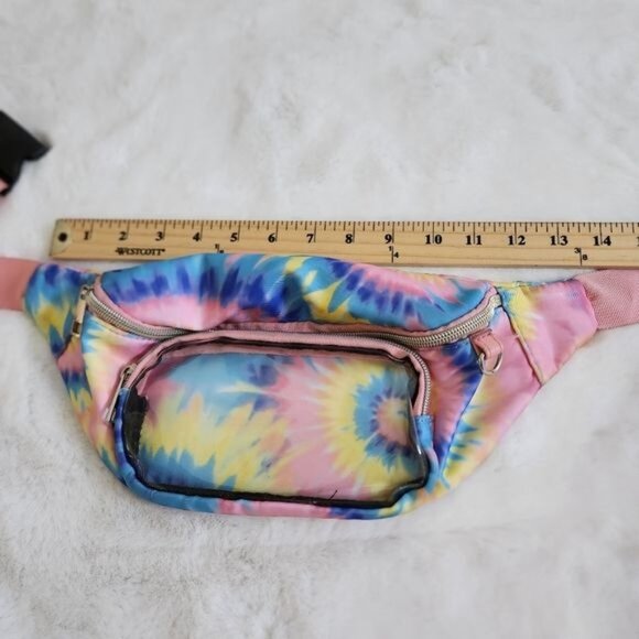 Fanny Pack Hip Pouch Tie Dye Mellow Groovy Waist Bag Adjustable Belt Clear Pockt - Picture 8 of 10